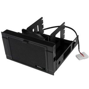Install four 2.5” solid-state drives or hard drives into two 5.25” front bays, to add storage to a desktop computer or server