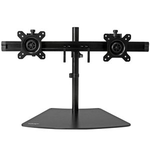Save space by mounting two LCD or LED displays, up to 24" in size, onto a single low-profile base