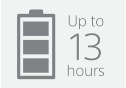 Up to 13 hours of music on a single charge.